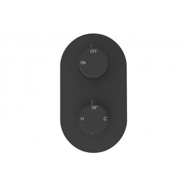 Lagune Twin Round Concealed Thermostatic Two Outlet Shower Valve - Matt Black