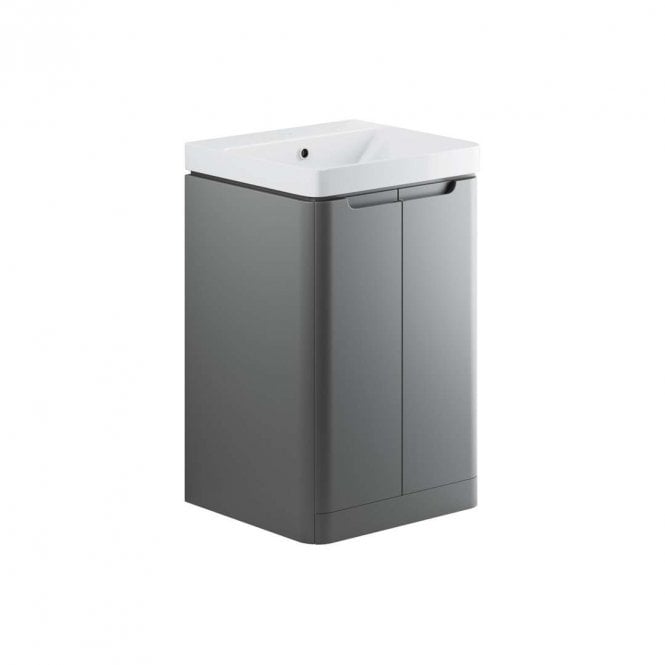 Dove Bathrooms Linda 500mm 2 Door Floor Standing Cloakroom Basin Unit - Matt Grey