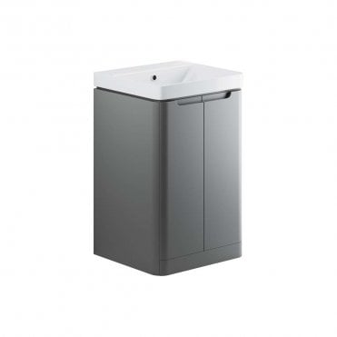 Linda 500mm 2 Door Floor Standing Cloakroom Basin Unit - Matt Grey