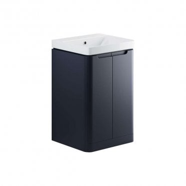 Linda 500mm 2 Door Floor Standing Cloakroom Basin Unit - Matt Indigo