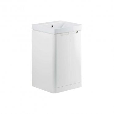 Linda 500mm 2 Door Floor Standing Cloakroom Basin Unit - White Gloss