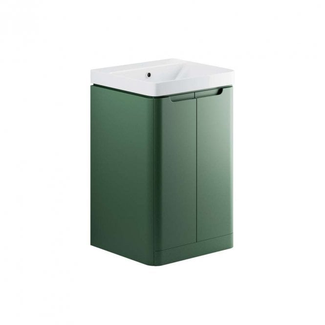 Dove Bathrooms Linda 500mm 2 Door Floor Standing Cloakroom Vanity Unit & Basin - Matt Sage Green