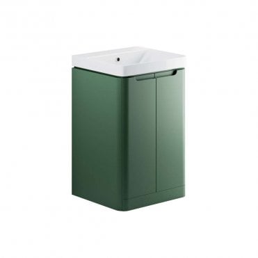Linda 500mm 2 Door Floor Standing Cloakroom Vanity Unit & Basin - Matt Sage Green