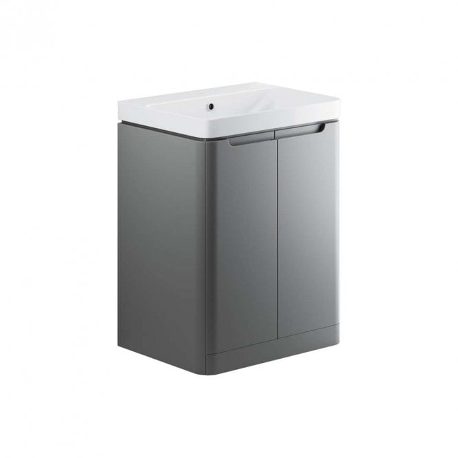 Dove Bathrooms Linda 600mm 2 Door Floor Standing Vanity Unit & Basin - Matt Grey