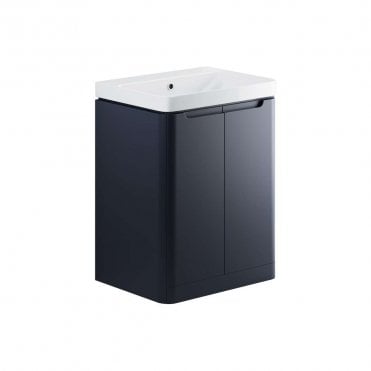 Linda 600mm 2 Door Floor Standing Vanity Unit & Basin - Matt Indigo