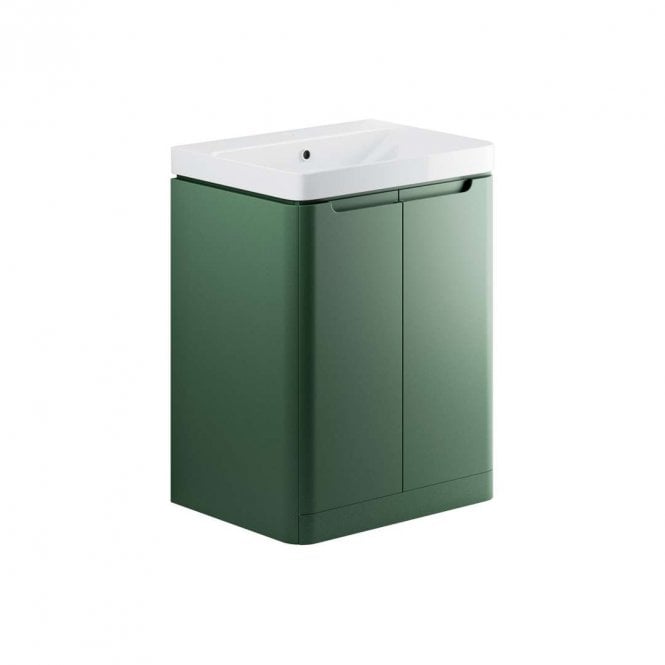 Dove Bathrooms Linda 600mm 2 Door Floor Standing Vanity Unit & Basin - Matt Sage Green