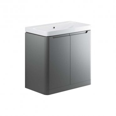 Linda 800mm 2 Door Floor Standing Vanity Unit & Basin - Matt Grey