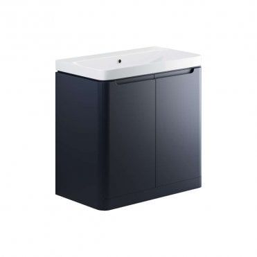 Linda 800mm 2 Door Floor Standing Vanity Unit & Basin - Matt Indigo