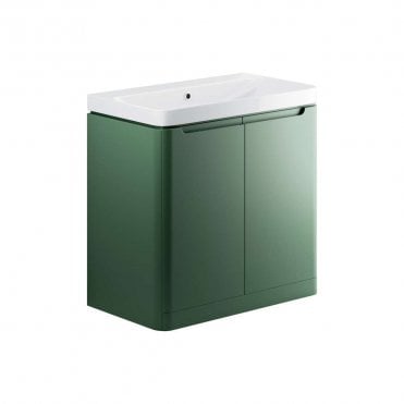 Linda 800mm 2 Door Floor Standing Vanity Unit & Basin - Matt Sage Green