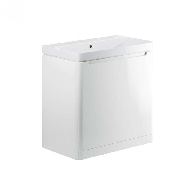 Dove Bathrooms Linda 800mm 2 Door Floor Standing Vanity Unit & Basin - White Gloss