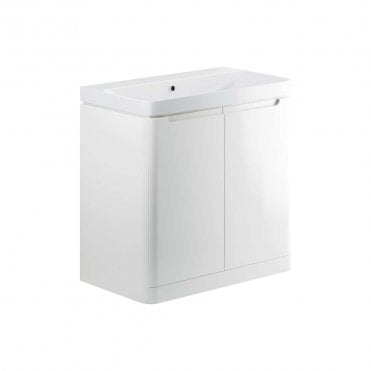 Linda 800mm 2 Door Floor Standing Vanity Unit & Basin - White Gloss