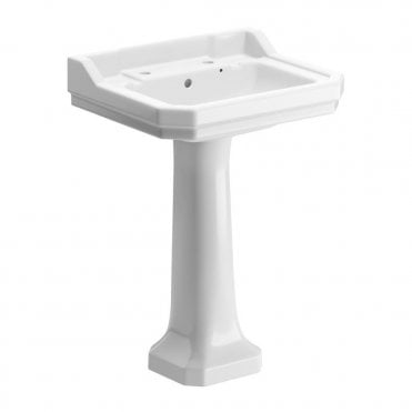 Manhatten 600x500mm 2TH Basin & Full Pedestal