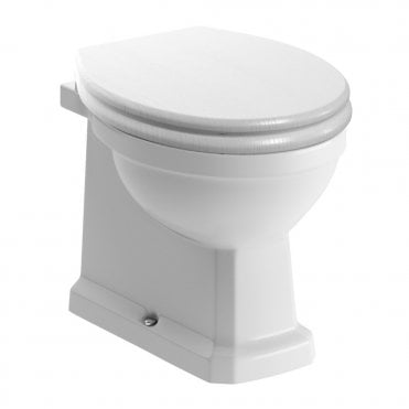 Manhatten Back To Wall WC & Satin Wood Effect Seat Chrome Hinges