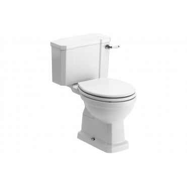 Manhatten Close Coupled WC & Satin White Wood Effect Seat