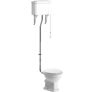 Manhatten High Level WC & Satin White Wood Effect Seat