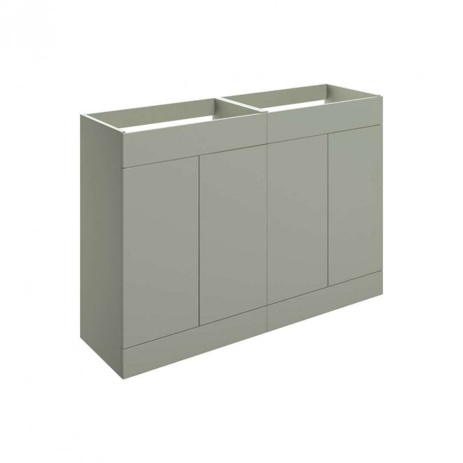 Dove Bathrooms Marina 1180mm Floor Standing 4 Door Countertop Vanity Unit (No Top) - Matt Olive Green
