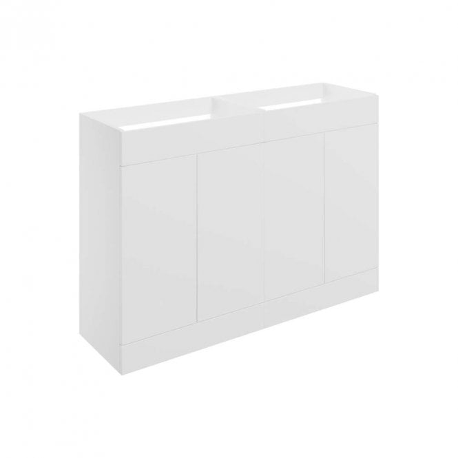 Dove Bathrooms Marina 1180mm Floor Standing 4 Door Countertop Vanity Unit (No Top) - Matt White