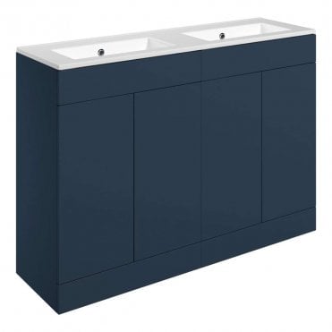 Marina 1210mm Floor Standing 4 Door Basin Unit & 0TH Basin - Matt Deep Blue