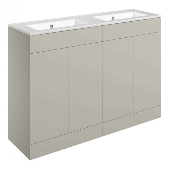 Dove Bathrooms Marina 1210mm Floor Standing 4 Door Basin Unit & 0TH Basin - Matt Latte