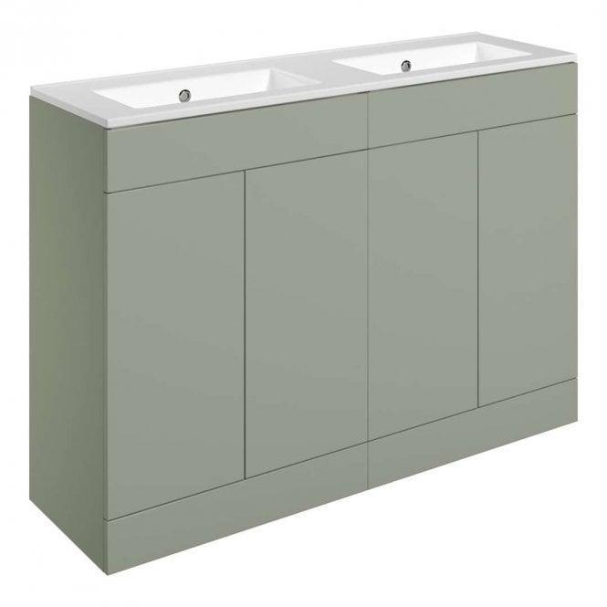 Dove Bathrooms Marina 1210mm Floor Standing 4 Door Basin Unit & 0TH Basin - Matt Olive Green