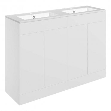 Marina 1210mm Floor Standing 4 Door Basin Unit & 2TH Basin - Matt White