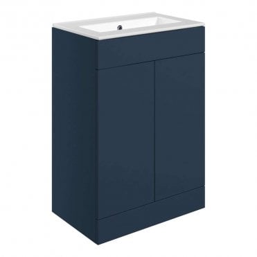 Marina 610mm Floor Standing 2 Door Basin Unit & 0TH Basin - Matt Deep Blue
