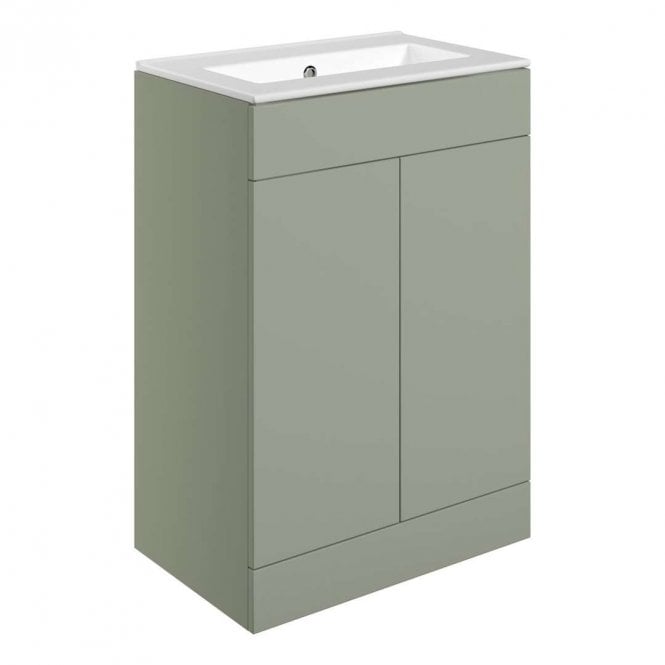 Dove Bathrooms Marina 610mm Floor Standing 2 Door Basin Unit & 0TH Basin - Matt Olive Green