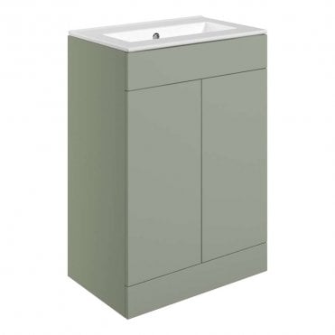 Marina 610mm Floor Standing 2 Door Basin Unit & 0TH Basin - Matt Olive Green