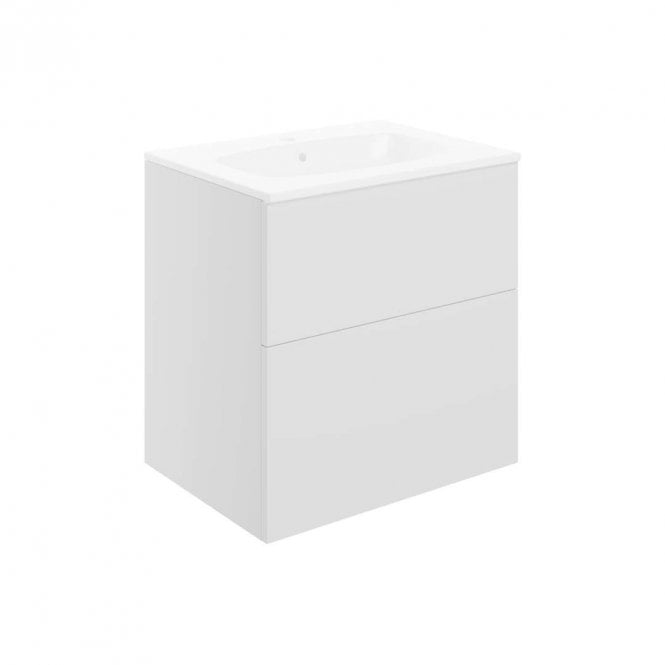 Dove Bathrooms Marina 610mm Wall Hung 2 Drawer Vanity Unit & 1TH Basin - Matt White