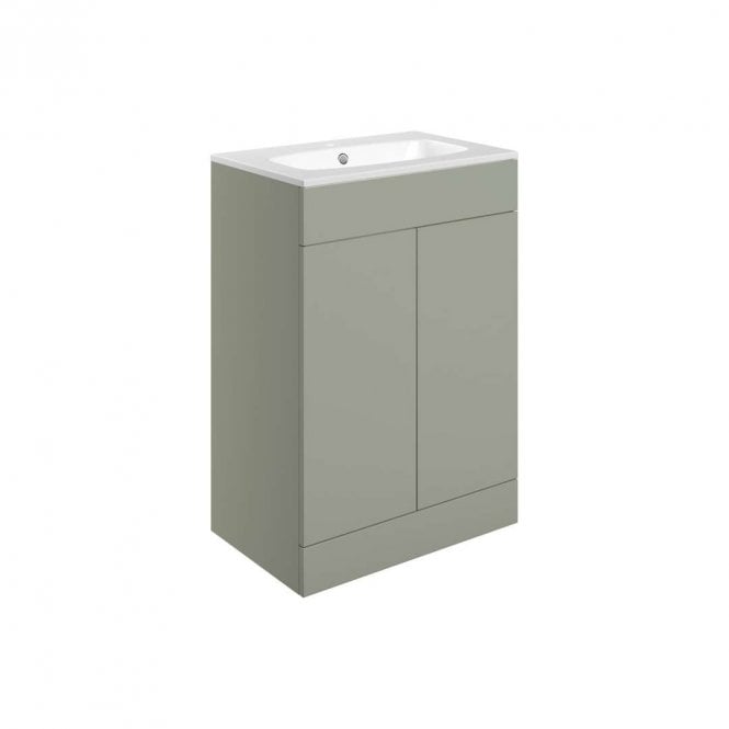 Dove Bathrooms Marina 615mm Floor Standing 2 Door Vanity Unit & Basin - Matt Olive Green