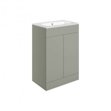 Marina 615mm Floor Standing 2 Door Vanity Unit & Basin - Matt Olive Green