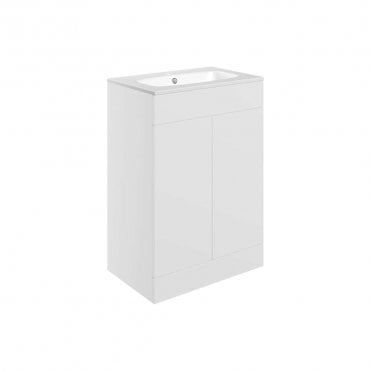 Marina 615mm Floor Standing 2 Door Vanity Unit & Basin - Matt White