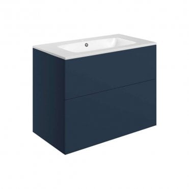 Marina 815mm Wall Hung 2 Drawer Vanity Unit & 1TH Basin - Matt Deep Blue