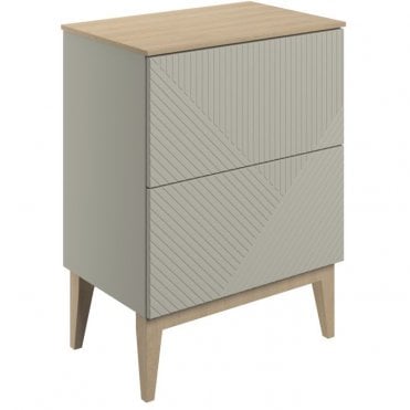 Melrose 610mm 2 Drawer Floor Standing Vanity Unit & Maple Oak Effect Worktop - Matt Oat