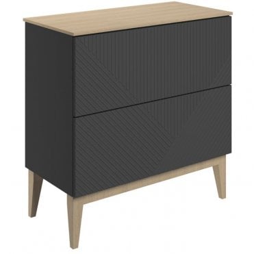 Melrose 810mm 2 Drawer Floor Standing Vanity Unit & Maple Oak Effect Worktop - Matt Graphite Grey