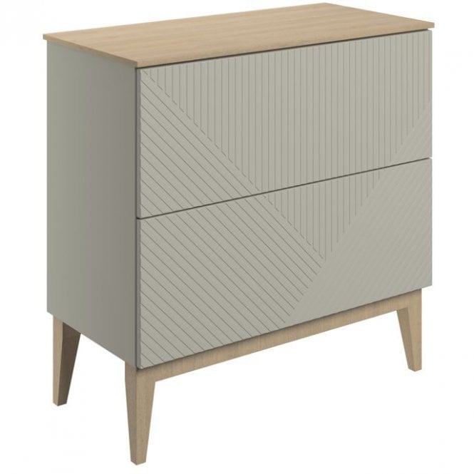 Dove Bathrooms Melrose 810mm 2 Drawer Floor Standing Vanity Unit & Maple Oak Effect Worktop - Matt Oat
