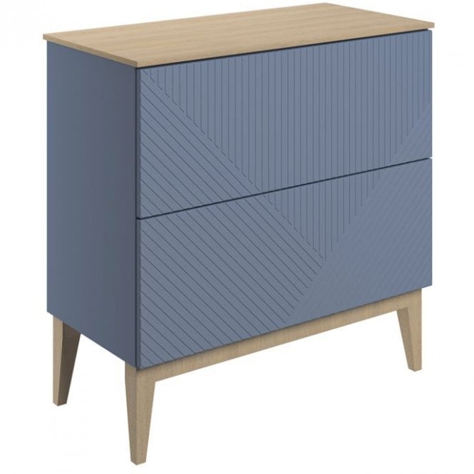Dove Bathrooms Melrose 810mm 2 Drawer Floor Standing Vanity Unit & Maple Oak Effect Worktop - Matt Smoke Blue