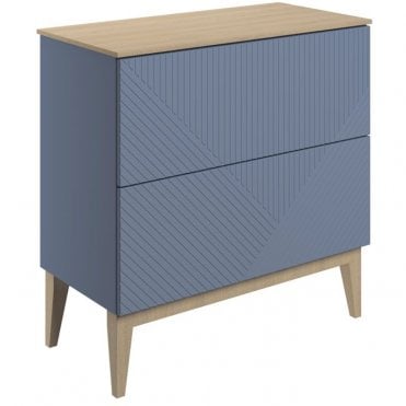 Melrose 810mm 2 Drawer Floor Standing Vanity Unit & Maple Oak Effect Worktop - Matt Smoke Blue