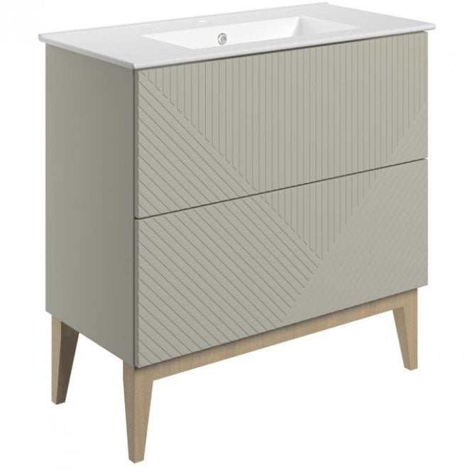 Dove Bathrooms Melrose 815mm 2 Drawer Floor Standing Vanity Unit & Basin - Matt Oat