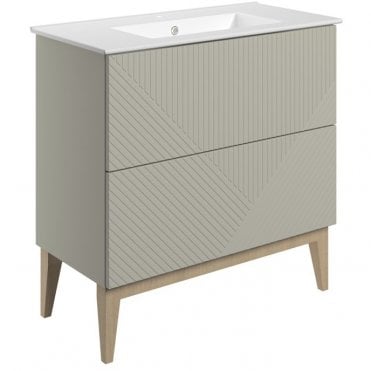 Melrose 815mm 2 Drawer Floor Standing Vanity Unit & Basin - Matt Oat