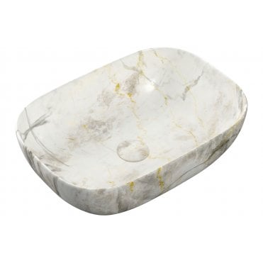 Mercury 460x330mm Ceramic Washbowl - White Marble Effect