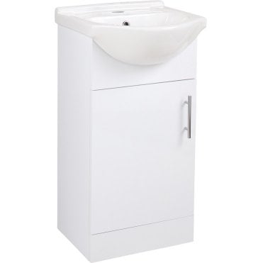 Metro 450mm 1 Door Cloakroom Unit & Basin - White