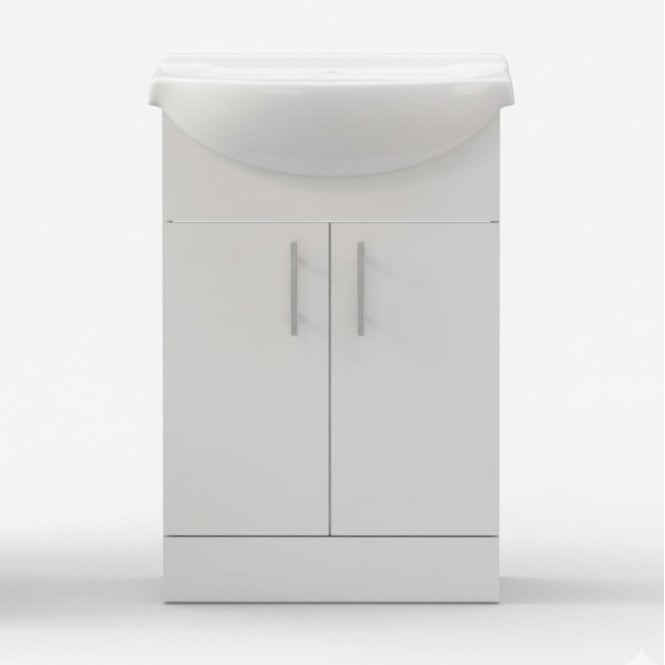 Dove Bathrooms Metro 655mm 2 Door Floor Standing Vanity Unit & Basin - White