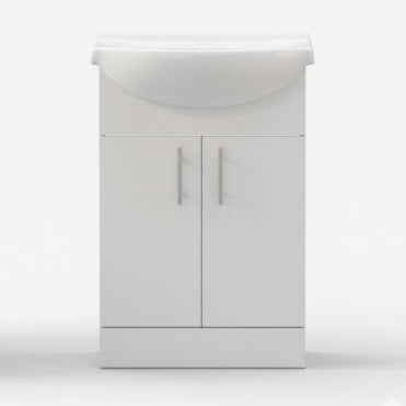 Metro 655mm 2 Door Floor Standing Vanity Unit & Basin - White