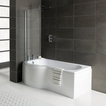 P-Shaped 1700mm x 700mm 0TH Shower Bath inc. Panel & Screen