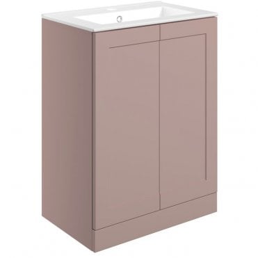 Princeton 615mm Floor Standing 2 Door Vanity Unit & 1TH Ceramic Sink - Matt Peony
