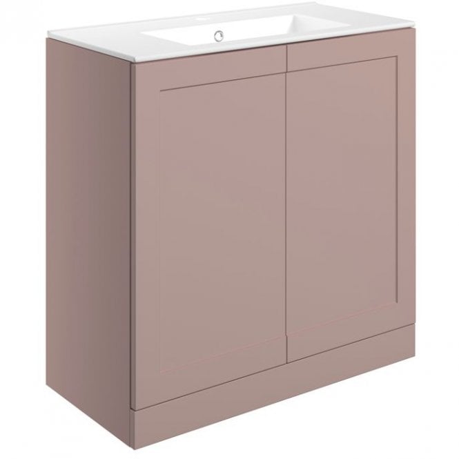 Dove Bathrooms Princeton 815mm Floor Standing 2 Door Vanity Unit & 1TH Ceramic Sink - Matt Peony
