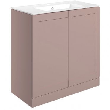 Princeton 815mm Floor Standing 2 Door Vanity Unit & 1TH Ceramic Sink - Matt Peony