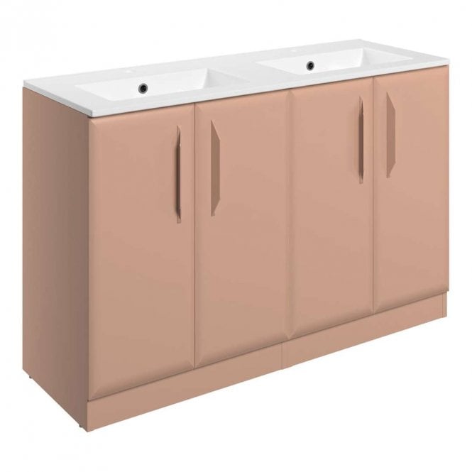 Dove Bathrooms Refresh 1210mm Matt Apricot Double Vanity Unit with 2TH Basin