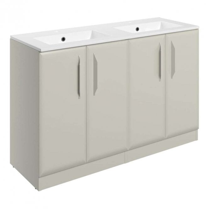 Dove Bathrooms Refresh 1210mm Matt Latte Double Vanity Unit with 2TH Basin